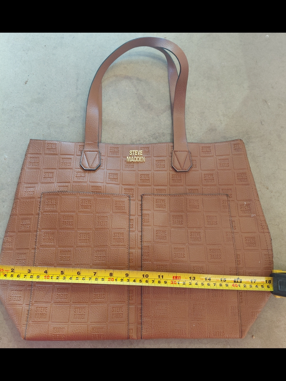 Large Steve Madden Tan/Brown Embossed Logo Tote